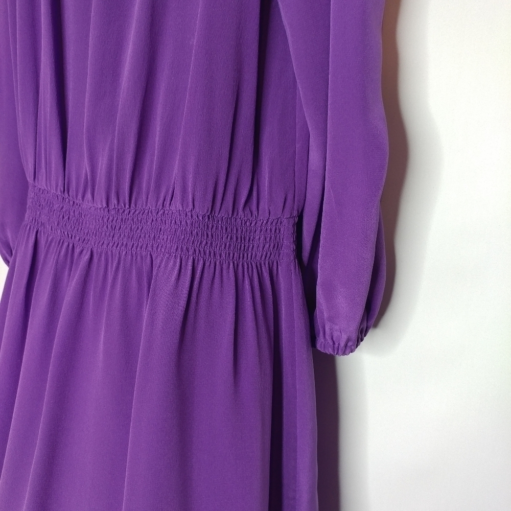White House Black Market 100% Silk Shoulder Dress - Picture 4 of 9